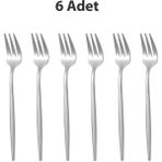 410 Çelik 6 Adet Gümüş Renk Tatlı ve Meyve Çatalı CIN611BY-6