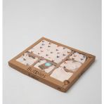 4106 Unisex Kalp Baskılı 10'lu Kutulu Organik Hastane Çıkış Seti - 0 - 3 Ay - Basic