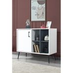 4112 Şile Metal Ayaklı Metal Kulplu 100 Cm Konsol - Tv Ünitesi - Yemek Odası - Kahve Köşesi Beyaz