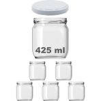 425 ml Metal Beyaz Kapaklı Şeffaf Cam Kavanoz 5 Adet