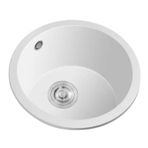 42CM Yuvarlak Kuvars Taş Evye - Daireler için Mini Bar Lavabo Küçük Yuvarlak Lavabo ve Verimli Alan Kullanımı için Şık Tasarım