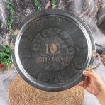430 Kalite Krom Çelik Kulplu Tepsi 35 Cm – Fırına Uygun, Osmanlı Motifli, Kebap & Restoran Sunum Tepsisi