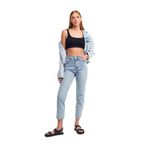 4312 Dizi Çizgi Lazer Mom Pantolon-mavi
