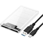 4389 2.5 Sata Type C USB 3.1 USB 3.0 Şeffaf Harici SSD HDD Hard Disk Kutusu - 1BW-Beyaz
