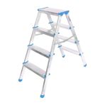 4+4 Çift Basamakli Alüminyum Metal Merdiven Yükseklik = 92Cm Baş Genişlik = 8Cm (5047)