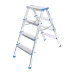 4+4 Çift Basamaklı Alüminyum Metal Merdiven Yükseklik = 92Cm Baş Genişlik = 8Cm (5067)