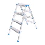 4+4 Çift Basamaklı Alüminyum Metal Merdiven Yükseklik = 92Cm Baş Genişlik = 8Cm (5224)