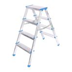 4+4 ÇİFT BASAMAKLI ALÜMİNYUM METAL MERDİVEN YÜKSEKLİK = 92CM BAŞ GENİŞLİK = 8CM