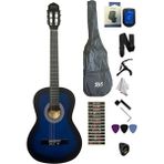 4/4 Tam Boy Mavi Klasik Gitar Akort Cihazı Kılıf Kapo Askı Pena Sticker Çevirici