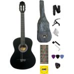 4/4 Tamboy 12 Yaş Üzeri Klasik Gitar Seti (Kılıf-Pena-Çevirgeç-Askı-Nota Sticker-Pena Şarjörü) - BK (SİYAH) - siyah