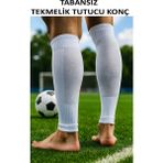 444 Marka Tabansız Futbol Çorabı Tozluk Futbolcu Tozluğu Tabansız Tekmelik Tutucu Futbol Çorabı Sporcu Tozluğu - Standart - Beyaz