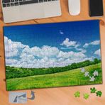 447 Bulutlar Mavi Gökyüzü Çimenler 240 Parça Puzzle Yapboz Tablo