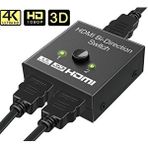 4494 2 Port Çift Yönlü Hdmi Switch Splitter Ekran Monitör Çoklayıcı Çoğaltıcı Bidirection Siyah
