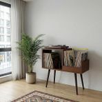 44X78X80CM Ahşap Retro Pikap Sehpası, Metal Raflı Plak Organizer, Plak Düzenleyici, Pikap Dolab�