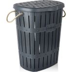 45 x 40 Home Plastik Bambu Kirli Çamaşır Sepeti Antrasit 50-99 L Gri Plastik