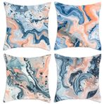 45 x 45 cm Mermer Yastık Kılıfları 4'lü Set Dış Mekan Su Geçirmez Keten Yastık Kılıfı Çift Taraflı Baskılı Dekoratif Kılıflar Veranda Bahçe Kanepe Sandalye Yatak için - Soyut PX-157 Tasarım