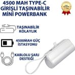 4500 Mah Mini Powerbank Type-C Girişli Taşınabilir Hızlı Şarj Taşınabilir Şarj Cihazı - Siyah