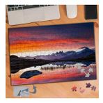 458 Turuncu Gökyüzü Dağlar Doğa 240 Parça Puzzle Yapboz Tablo