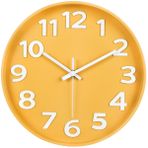 45MinST 30 cm Modern Sarı Duvar Saati, Sessiz Tik Takmaz, Büyük Sayılar, Doğru Zaman Tutma, Ev veya Ofis için Mükemmel Dekoratif Vurgu (Sarı)