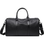 45X21X24CM Su Geçirmez Spor Çantası Pu Deri Duffle Çanta Hafta Sonu Gecelik Crossbody Çanta Çanta (Yurt Dışından) - Siyah