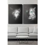 45x65 Cm Kaplan Ve Kurt 2 Parça Kanvas - Canvas Tablo