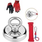 48 mm Magnet Fishing, Neodyum Pot Mıknatıs Seti Halat Eldiven, Mıknatıs Balıkçılığı - 1 Adet - Gümüş