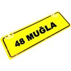 48 MUGLA Yazılı Sarı Dekor Plaka Sök Tak Pratik yeni nesil