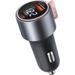 48W Hızlı Sarj Desteki Usb+Typ-C Destekli 2 Port Araç Içi Sarj Aleti Dijital Göstergeli Çakmaklık - Siyah