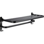 49 cm Siyah Havlu Tutucu Banyo Flotable Havlu Raf Raf Depolama ile Duvara Monte Havlu Askı Havlu Kanca Siyah | Havlu Barlar
