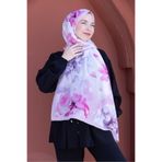49eyşanipek Romantik Pembe Çiçek Desenli Pamuklu Şal