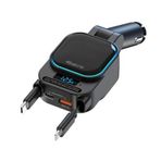 4Berry SC07 96W Araç Şarj Cihazı – PD3.0 & QC3.0 Hızlı Şarj, Çift Toplanabilir Kablo, LED Ekran
