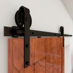 4FT Sürgülü Ahır Kapısı Donanım Kiti - Pürüzsüz Tek Kapılı Çalışma için Büyük Konuşmalı Tekerlek Silindirleri ve Askıları ile 122cm Parça Sistemi - Dayanıklı ve Kolay Kurulum