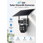4g Sım Kartlı Güneş Enerjili Güvenlik Kamerası 6mp Solar Panelli Su Geçirmez 3 Kameralı V380 Pro - Siyah