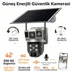 4g Solar Panelli Güvenlik Kamerası, Güneş Enerjili , 6mp Çift Lens, Sim Kartlı, Ptz, Su Geç