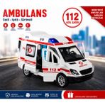 4İ Oyuncak Oyuncak Ambulans Sesli Işıklı Yan Kapısı Sürgülü Açılan Minibüs Araba 15 Cm.