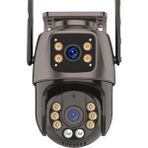 4K 8mp Hd Wifi Ptz Kamera 4mp Çift Lens Çift Ekran Aı Otomatik Izleme Ip Kamera Hava Su Geçirmez - Siyah