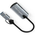 4K HDMI Video Yakalama Kartı – Çift Giriş (Usb & Type-C), Tak-Çalıştır - Siyah