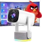 4K Kablosuz Projektör, Ultra Hd, Wifi 6, Bluetooth 5.2, Uzaktan Kumanda - Ahşap Bej - Siyah