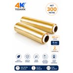4K TEDARİK 300 metre x 30 cm Gıda Streçi 8 Micron 2'li Paket | Kutusuz Ev Tipi ve Endüstriyel Streç Film 1. Kalite (NET 300 METRE)