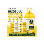 4K TEDARİK Büzgülü Çöp Poşeti Limon Kokulu 55×60 cm Orta Boy 10'lu 5 Rulo Dayanıklı Sızdırmaz Kalın Çöp Torbası