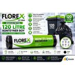 4K Tedarik Florex Çöp Torbası 120 Litre Konteyner Boy 90 cm x 125 cm Siyah 5'li Paket - 90 x 125 cm