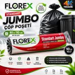 4K Tedarik Florex Standart Siyah Jumbo Çöp Poşeti 80X110 10'lu Rulo - 80 x 110 cm
