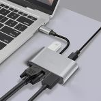 4K Usb-C To Hdmi Vga Adapter, Çok Portlu Dönüştürücü, Gri, Usb Bellek Portu Ile, Dizüstü Bilgisayar Için