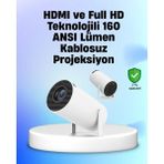4K Uyumlu 130 Inç Full HD Projeksiyon Cihazı 5000 Saat Ampul Ömrü ve Kablosuz Aktarım Özelliği - Çok Renkli