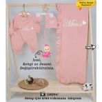 4katlı Müslin 3'lü Kimono Bağcıklı Tulum %100PAMUK Hastane Çıkışı - Çam Yeşili - 12 -18 Ay