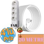 4'lü 20 Metre Uzatma Kablosu Topraklı 3x1,5 Ttr Cca - Beyaz