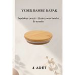 4'lü Ahşap Vakumlu Yedek Kapak Seti, Kahvaltılık ve Saklama Kaplarıyla Uyumlu - Ahşap - Ceviz