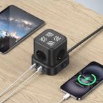 4lü Akım Korumalı Gece Lambalı 2xusb 2xtype Priz 1 m Uzunlukta USB ve Type-C Çıkışlı Anahtarlı Çoklu Priz - Çok Renkli
