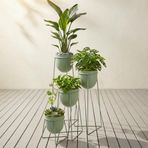 4'lü Ayaklı Metal Saksı Seti - Orkide Çiçek Saksılığı Mint Yeşili (Mint Yeşili)
