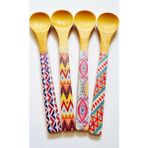 4'lü Bambu Ahşap Desenli Spoon Bamboo Yuvarlak Ağızlı Dondurma Kaşığı Ölçü Kaşığı 16CM Kaşık